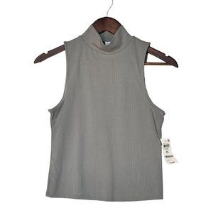 NWT And Now This Mock Neck Sleeveless Stretch Ribbed Layer Crop Top Gray Size XS